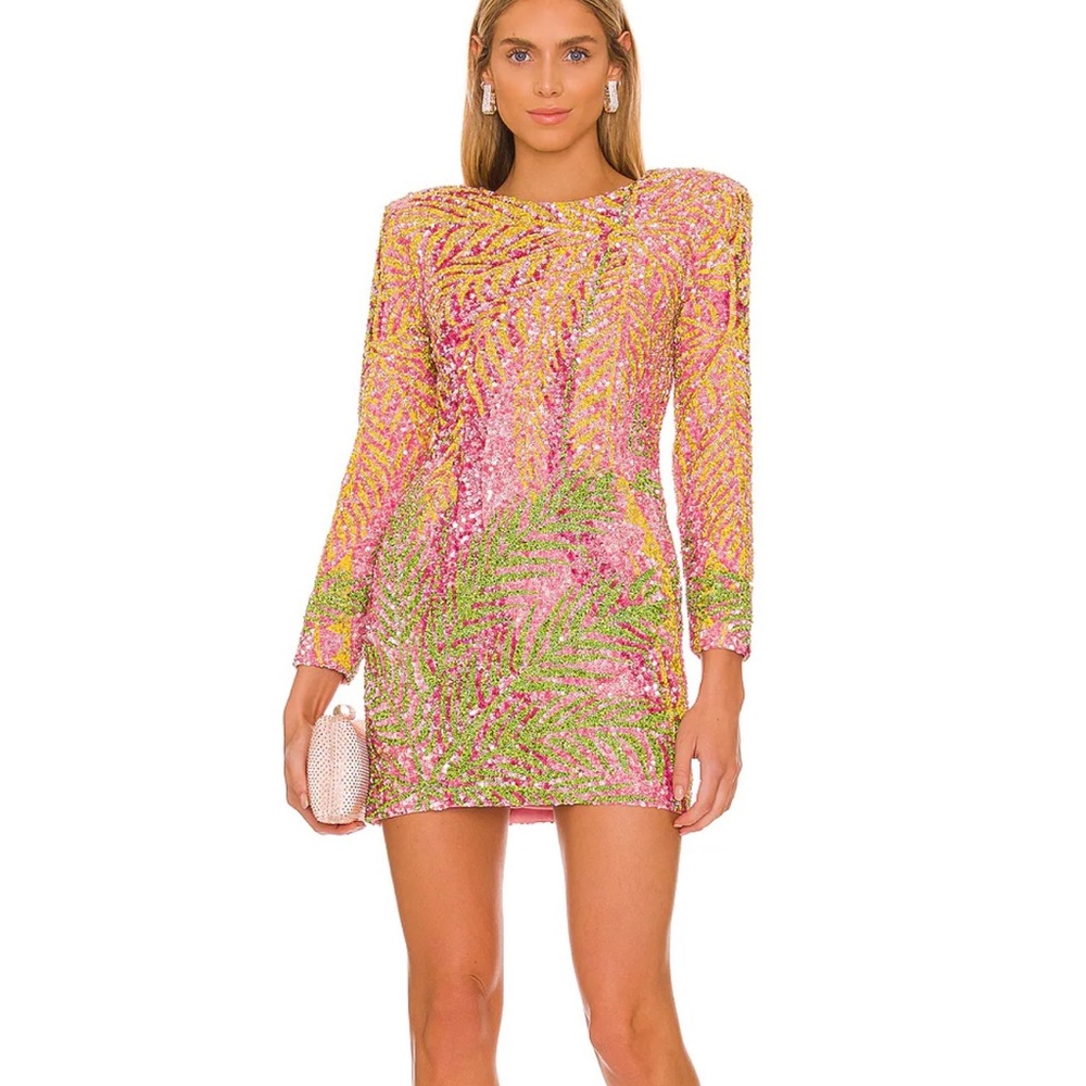 NIKKI SEQUIN PALM DRESS: retrofete